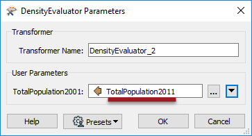 Choosing an attribute as a parameter for the DensityEvaluator